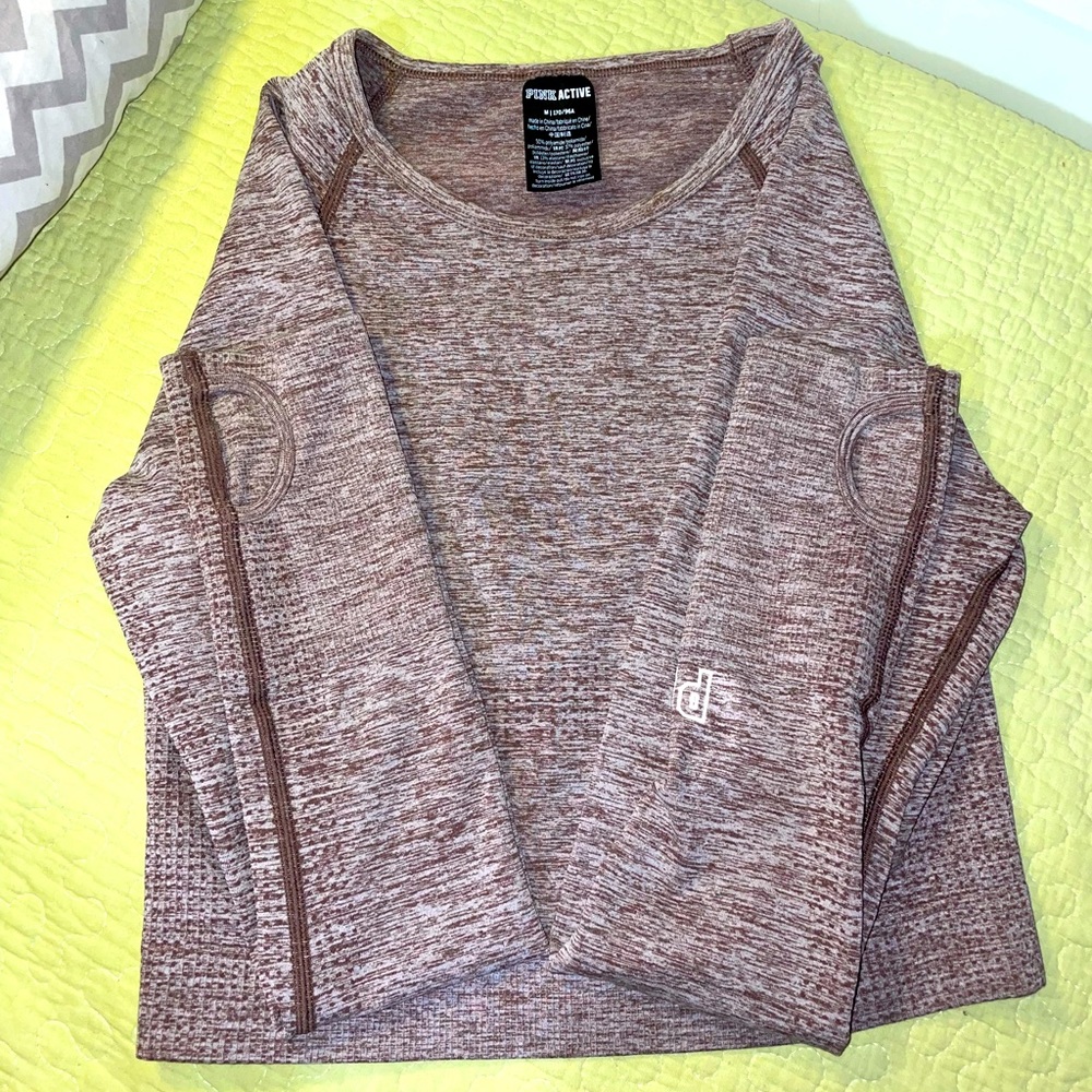 Active PINK brown long sleeve crop top